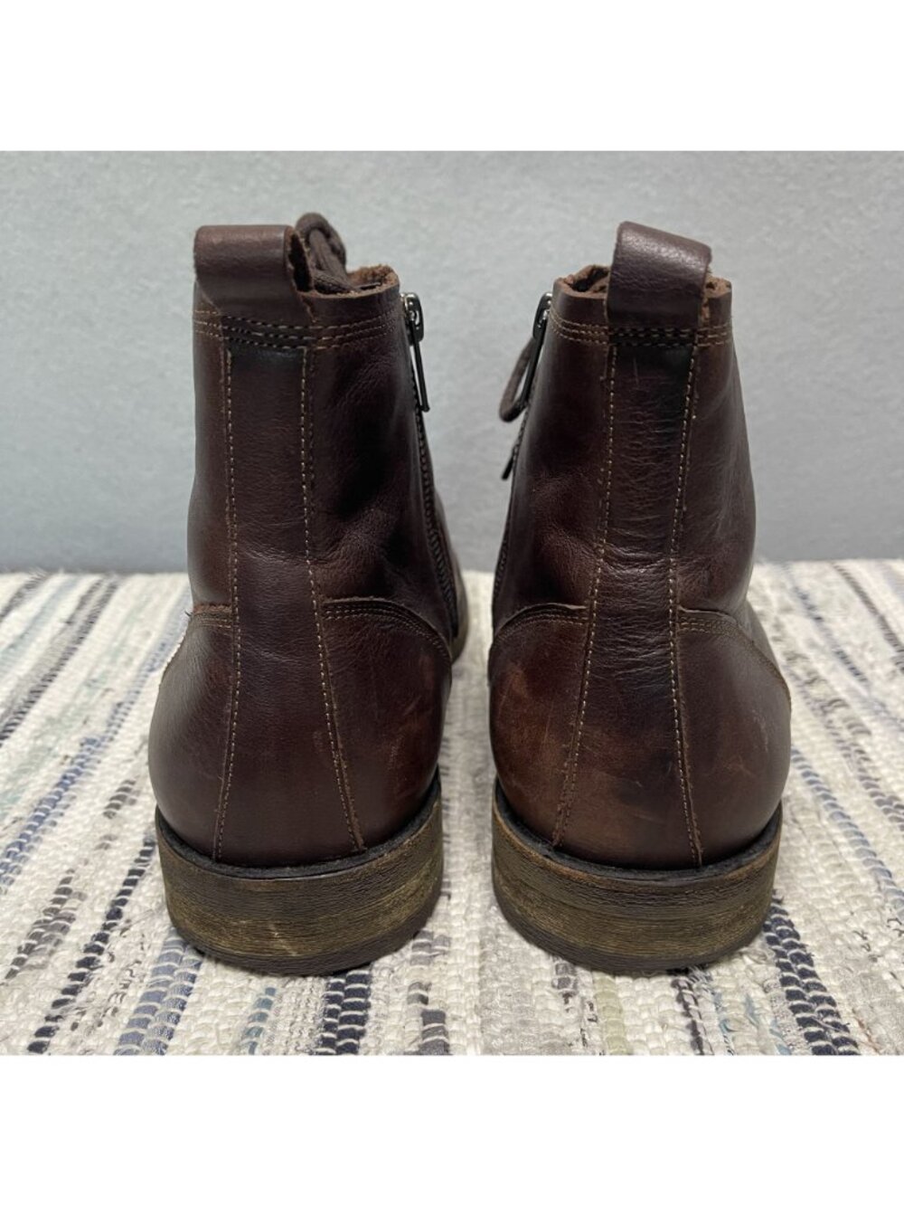 Warfield And Grand Stilwell Mens Brown Leather Boots 9.5 Side Zipper - Picture 5 of 10